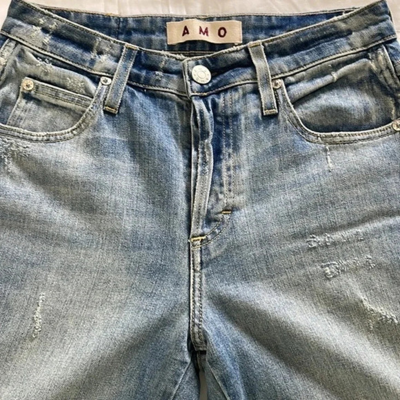 AMO Babe Sweet Cheeks Jeans Women’s Size 27 Blue Raw Hem Button Fly‎ Ankle Denim - Picture 9 of 16